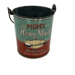 Antique Look Soup Can "Moms Homemade" Label Tin Can With Handle NEW